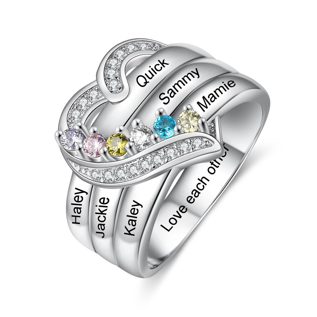 Customized Heart Birthstone Ring