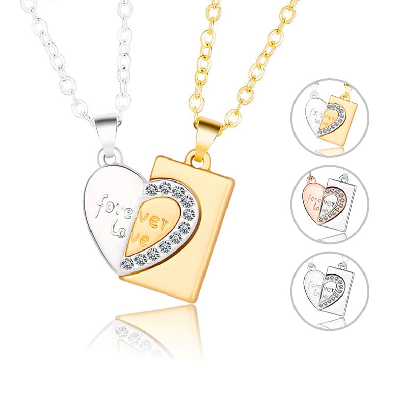 Hearts Always Connected Couples Necklace Set