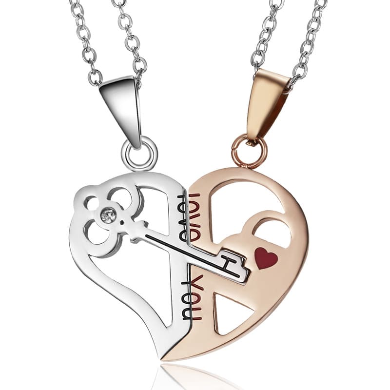 Heart-shaped Key Necklace Set