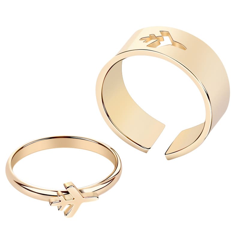 Cutout Adjustable Couple Ring Set