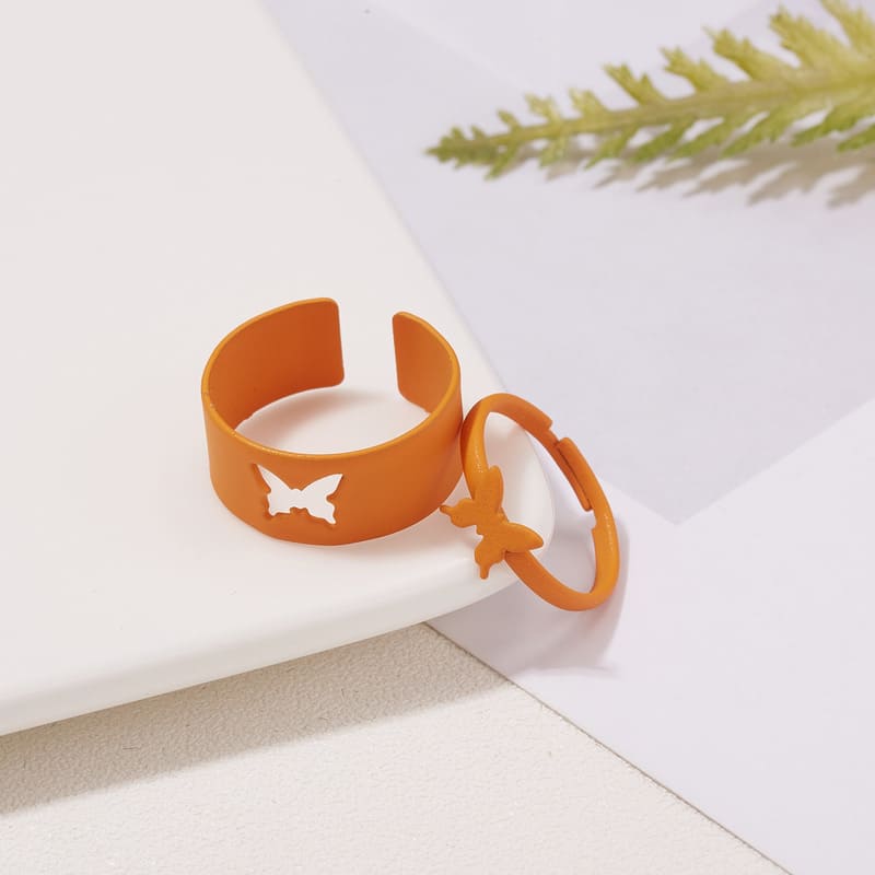 Cutout Adjustable Couple Ring Set