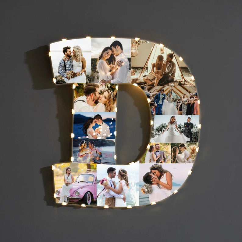 ✨Personalized Letter Photo Collage Lamp Letter  J