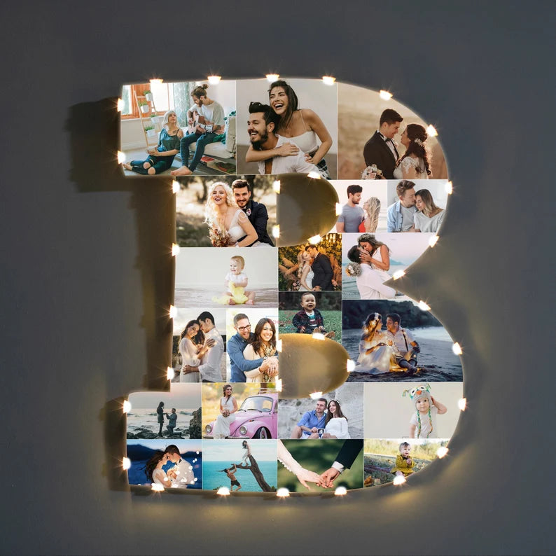 ✨Personalized Letter Photo Collage Lamp Letter C