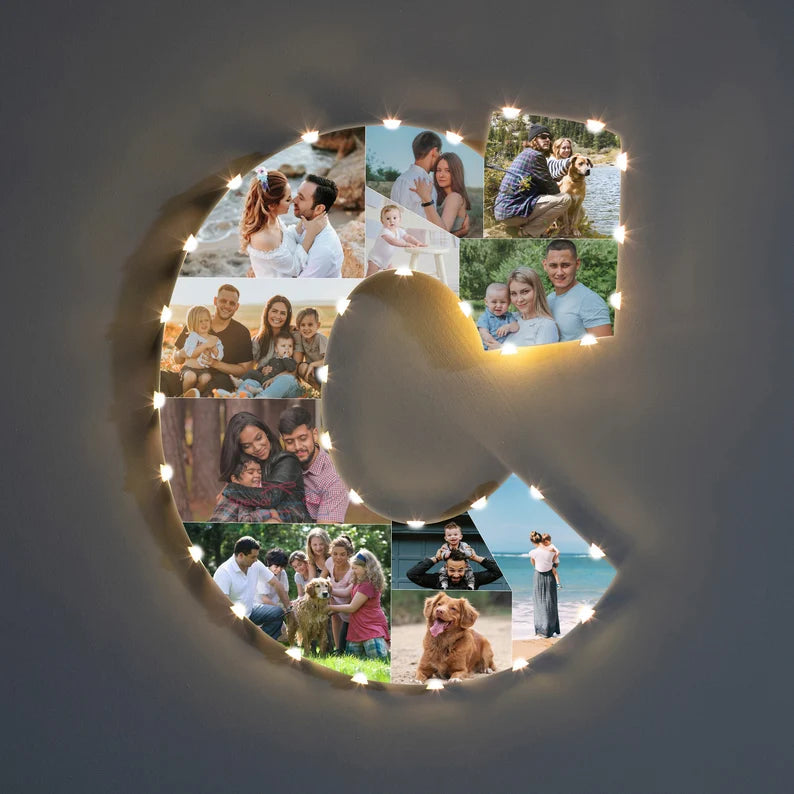 ✨Personalized Letter Photo Collage Lamp Letter D
