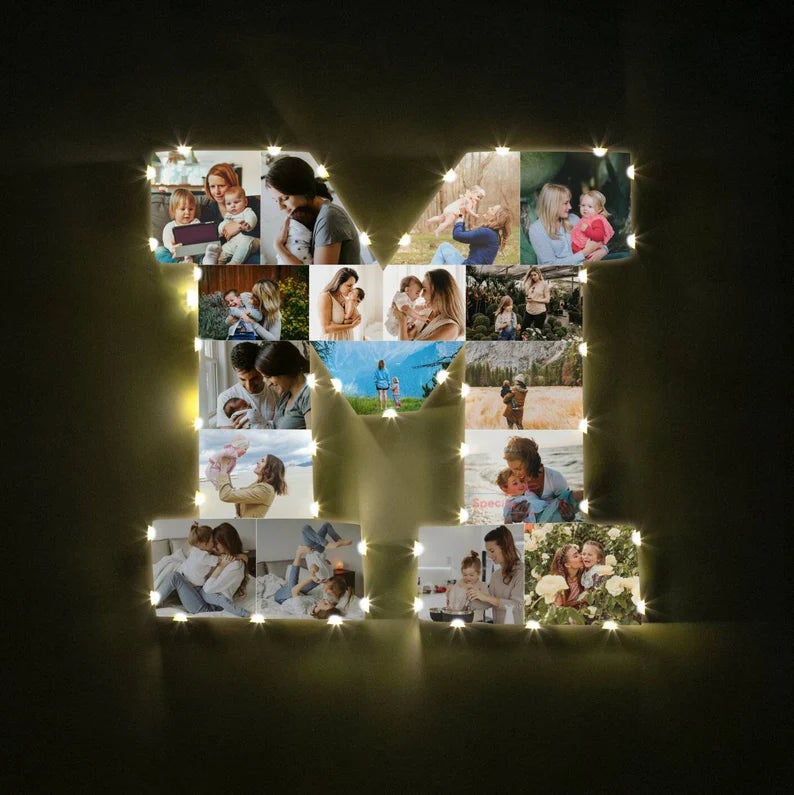 ✨Personalized Letter Photo Collage Lamp Letter H