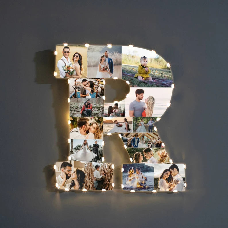 ✨Personalized Letter Photo Collage Lamp Letter D