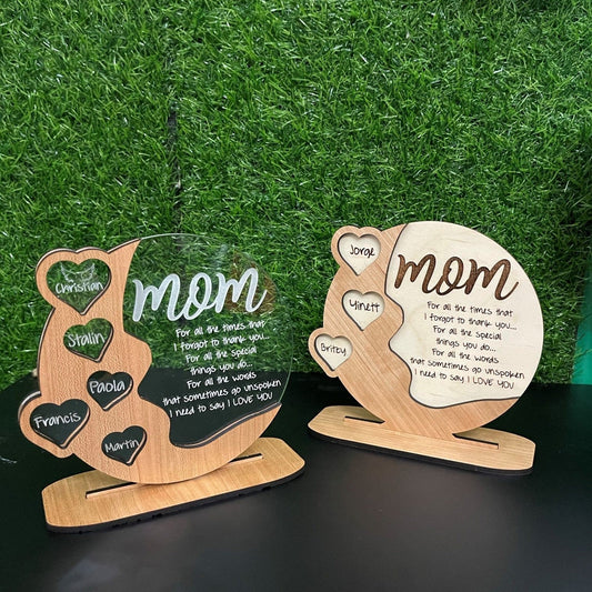 Cadeaux pour maman, grand-mère personnalisés en bois de cerisier - Acrylique - Plaque en bois de bouleau