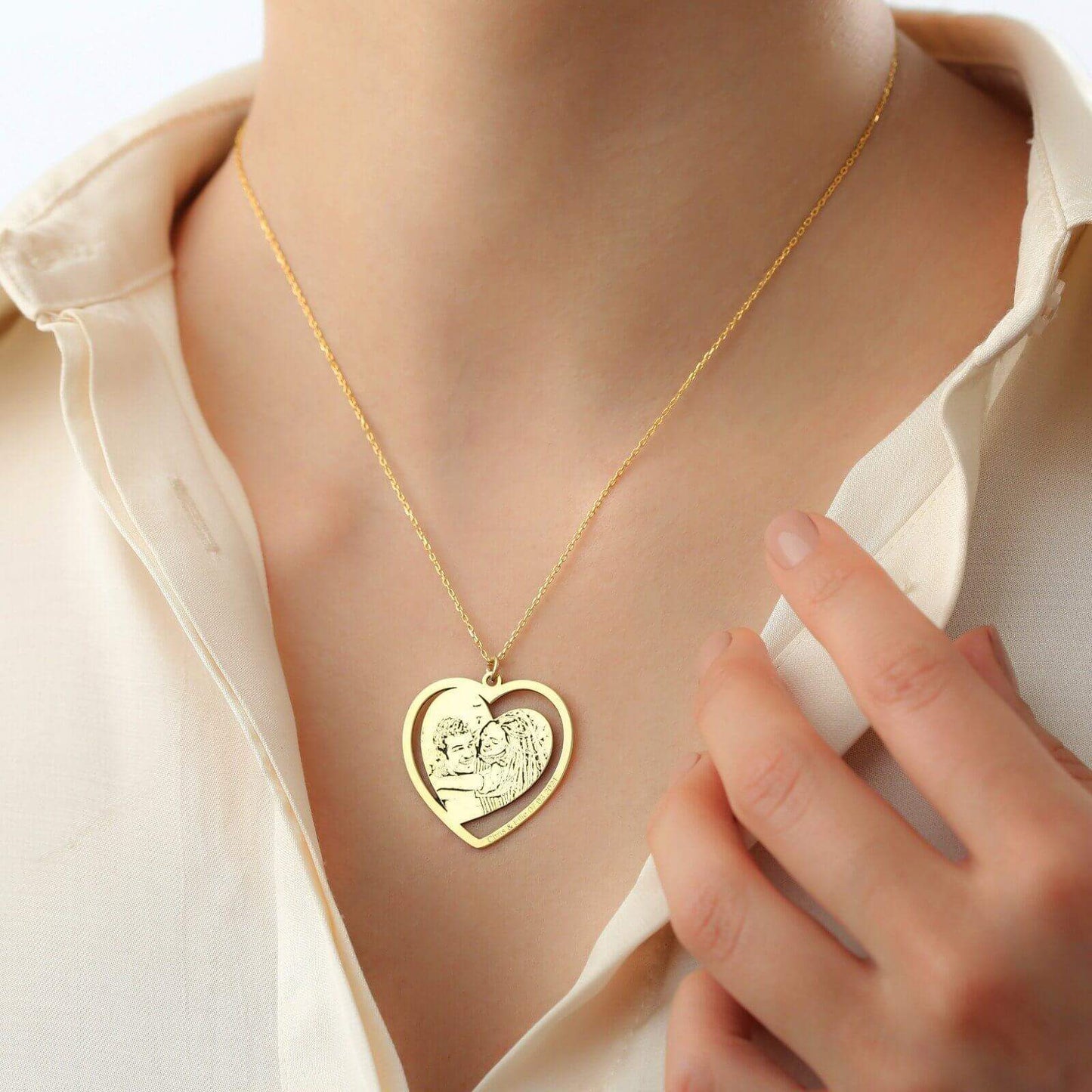 Personalised Heart Photo Engraving Necklace👩‍❤️‍👨